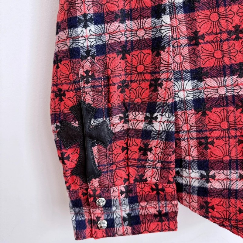 Chrome Hearts 克羅心 十字印花 紅格襯衫(男女同款)-2