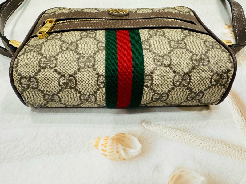 🚫售出🚫近新閒置正品 GUCCI 古馳 經典ophidia系列牛皮拉鍊 迷你肩背包-4