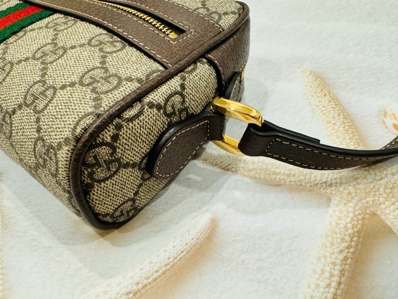 🚫售出🚫近新閒置正品 GUCCI 古馳 經典ophidia系列牛皮拉鍊 迷你肩背包-5