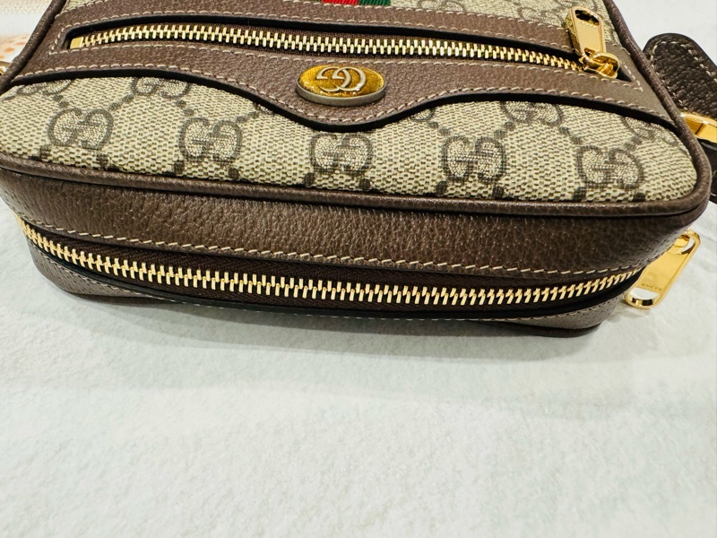 🚫售出🚫近新閒置正品 GUCCI 古馳 經典ophidia系列牛皮拉鍊 迷你肩背包-9