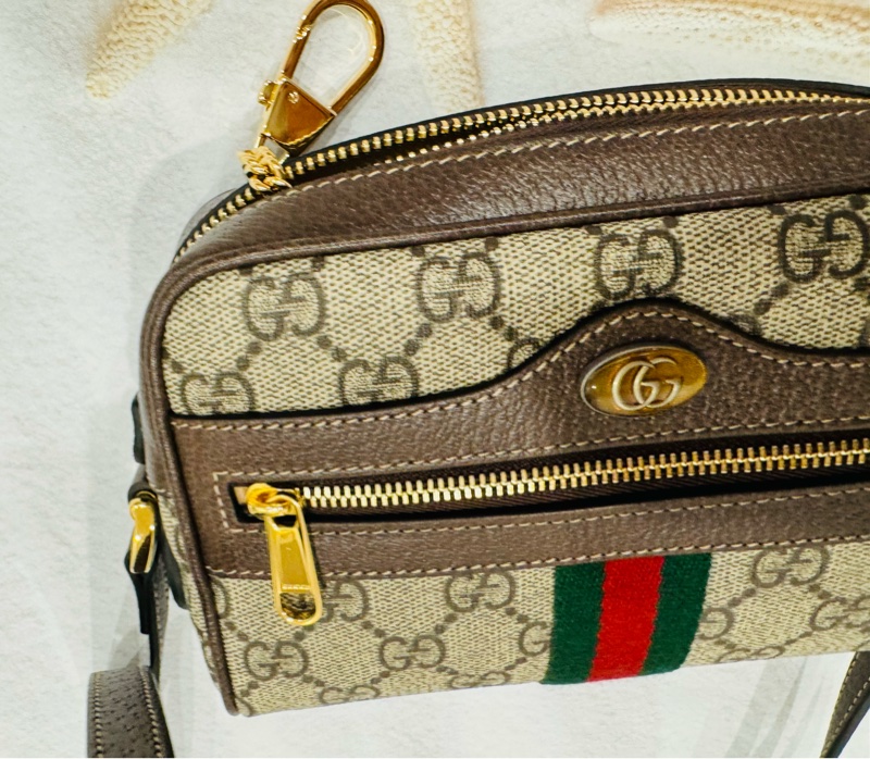 🚫售出🚫近新閒置正品 GUCCI 古馳 經典ophidia系列牛皮拉鍊 迷你肩背包-24