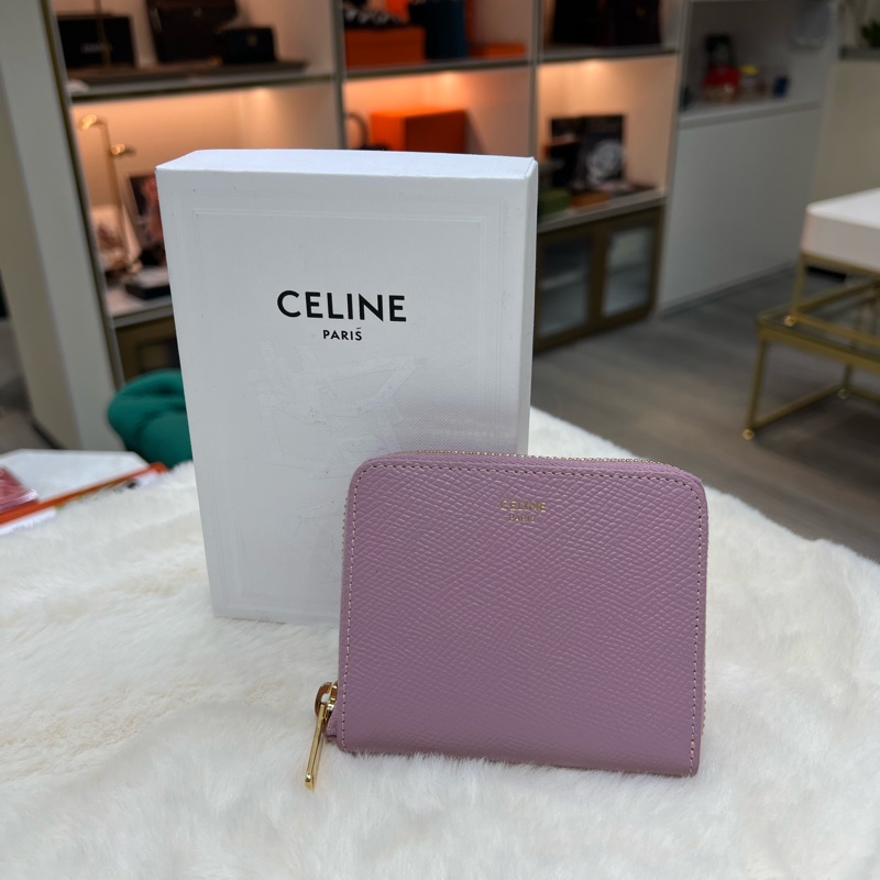 Celine 粉紫色 短錢包-0