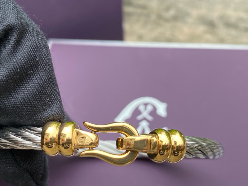 全新夏利豪CHARRIOL銀色鋼索Bangle Ibiza伊維薩島金色鉤眼手環-5