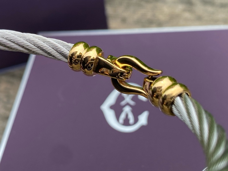 全新夏利豪CHARRIOL銀色鋼索Bangle Ibiza伊維薩島金色鉤眼手環-7