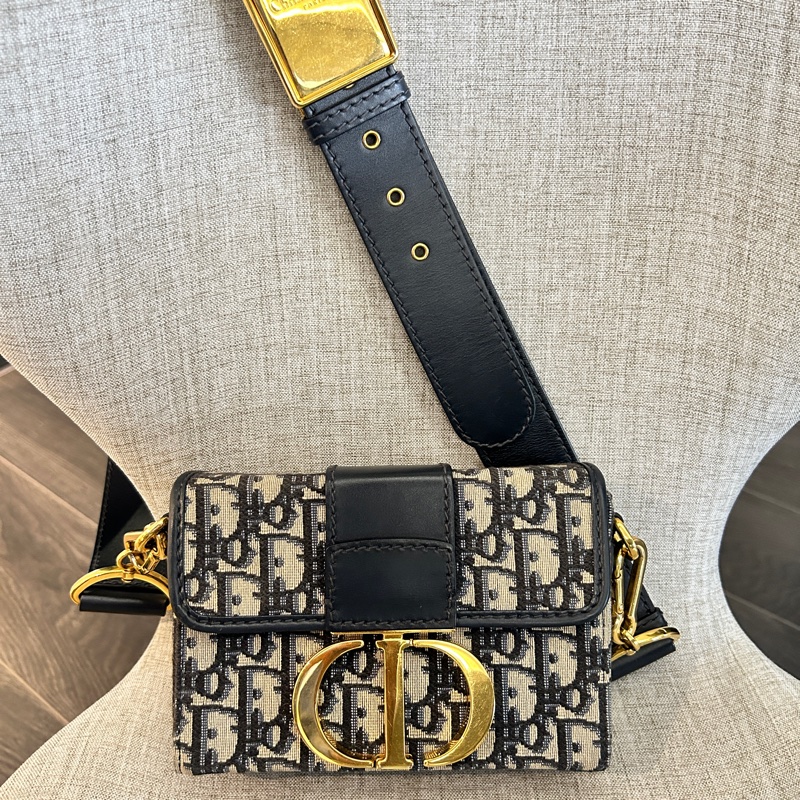 DIOR BOX 30 MONTAIGNE 蒙田藍色老花包郵差包-0