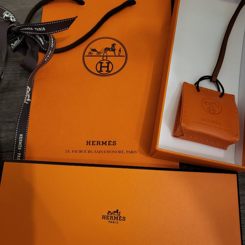 Hermes 經典愛馬仕小橘紙袋吊飾掛飾-0