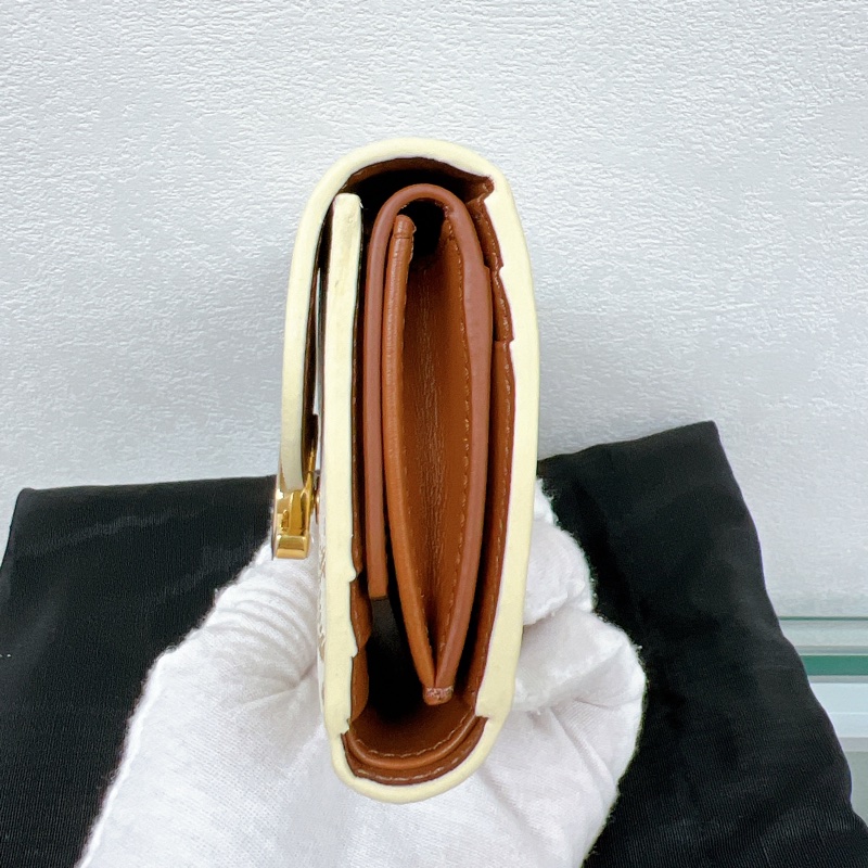 99新✨Celine triomphe wallet 白色老花凱旋門皮夾/短夾-3