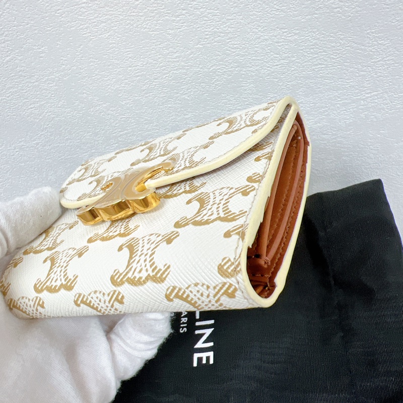 99新✨Celine triomphe wallet 白色老花凱旋門皮夾/短夾-4