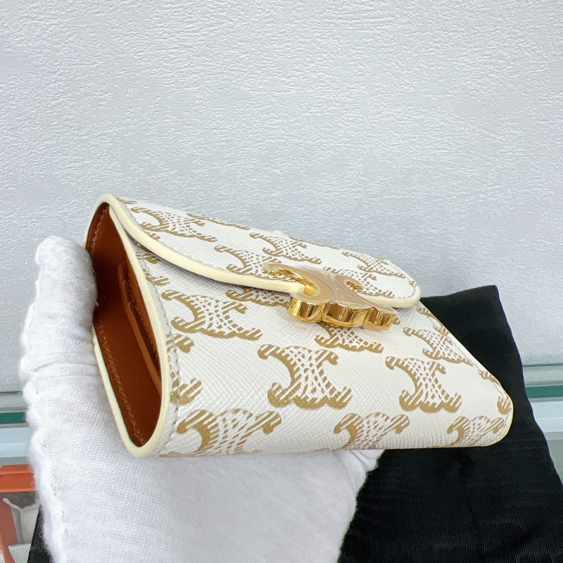 99新✨Celine triomphe wallet 白色老花凱旋門皮夾/短夾-5