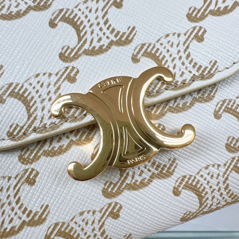 99新✨Celine triomphe wallet 白色老花凱旋門皮夾/短夾-10