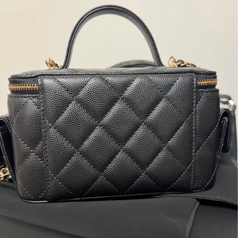 Chanel 香奈兒 黑金牛 魚子醬牛皮金扣 長盒子-3