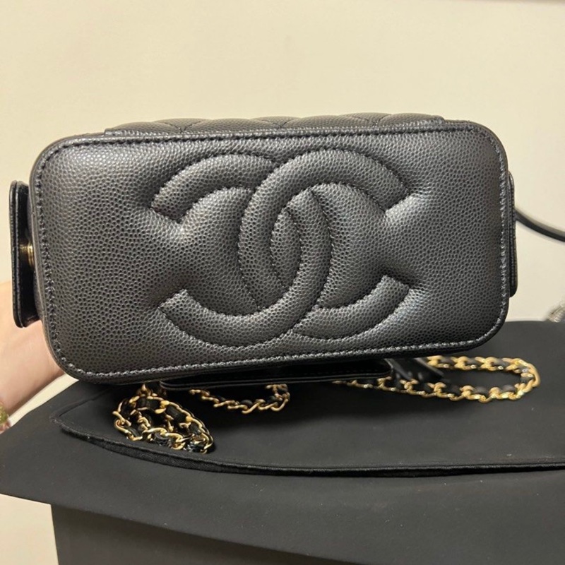 Chanel 香奈兒 黑金牛 魚子醬牛皮金扣 長盒子-4