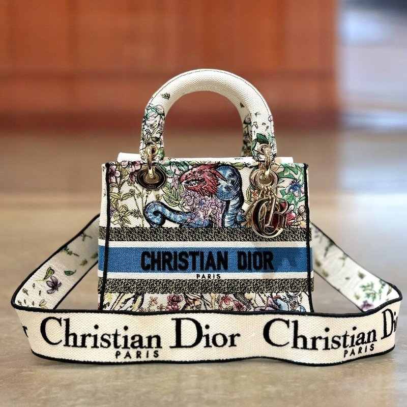 DIOR Lady D-lite刺繡動物花園手袋 戴妃包-0