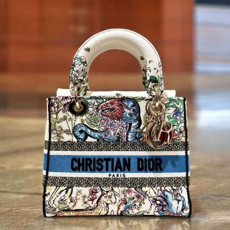 DIOR Lady D-lite刺繡動物花園手袋 戴妃包-1