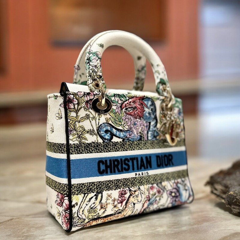 DIOR Lady D-lite刺繡動物花園手袋 戴妃包-3