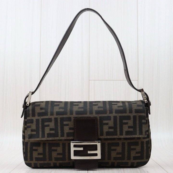 Fendi 老花銀釦小法棍/肩背包/腋下包-1