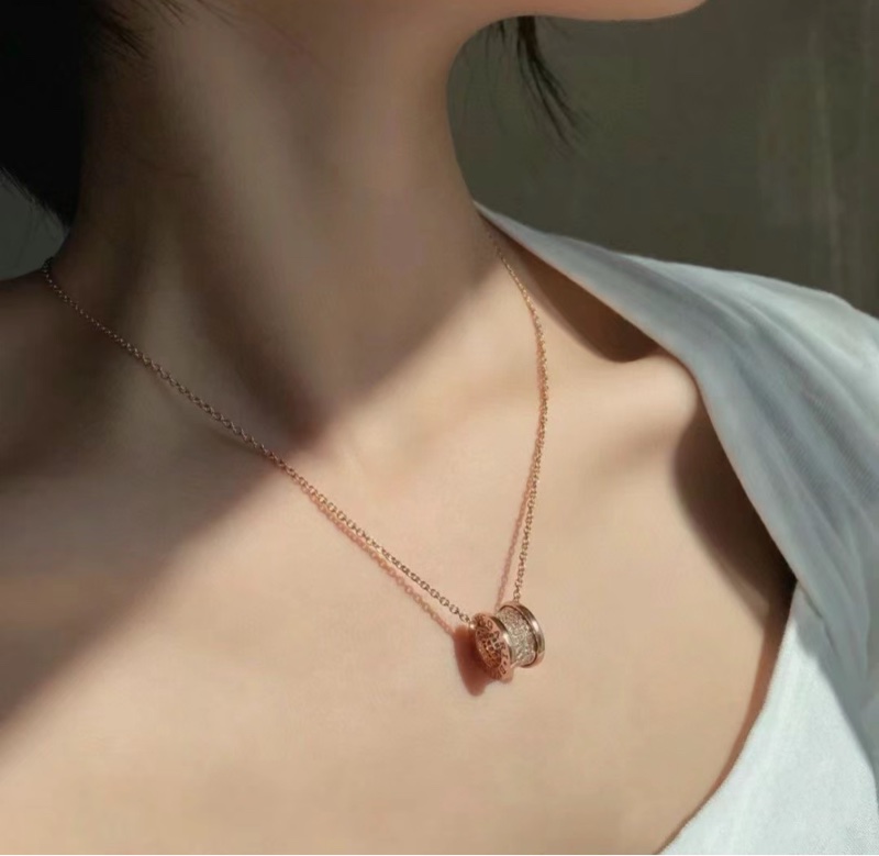 BVLGARI B.zero1 玫瑰金18K 小蠻腰滿鑽彈簧項鍊-2