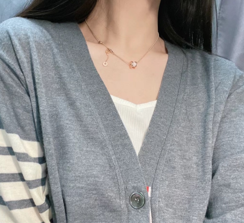 BVLGARI B.zero1 玫瑰金18K 小蠻腰滿鑽彈簧項鍊-5