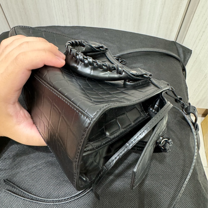 巴黎世家balenciaga 新款機車包黑色鱷魚壓紋-7