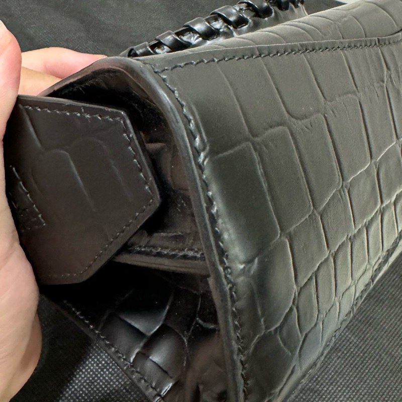 巴黎世家balenciaga 新款機車包黑色鱷魚壓紋-9