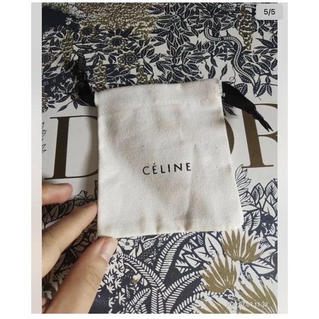 全新 old Celine 黃銅 白水晶 垂墜式耳環 已絕版-5