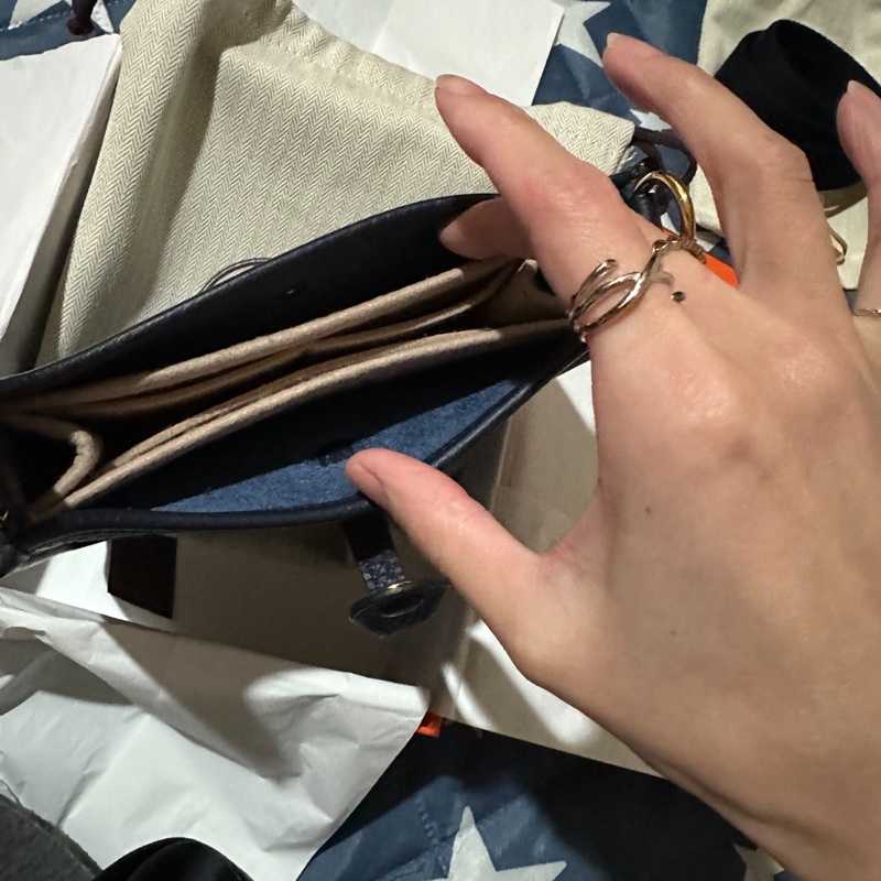 正品 愛馬仕Hermes Mini Evelyne 色號2Z午夜藍配金釦2022年Z刻印-18