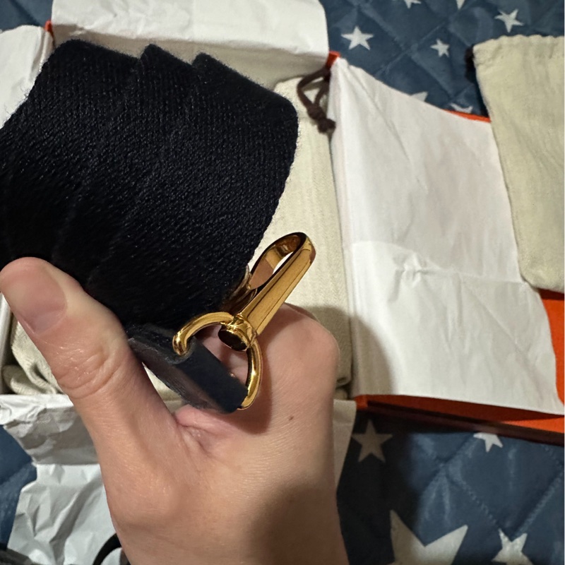 正品 愛馬仕Hermes Mini Evelyne 色號2Z午夜藍配金釦2022年Z刻印-23