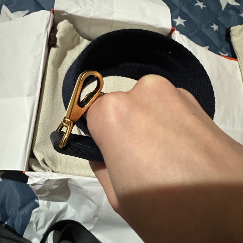 正品 愛馬仕Hermes Mini Evelyne 色號2Z午夜藍配金釦2022年Z刻印-31