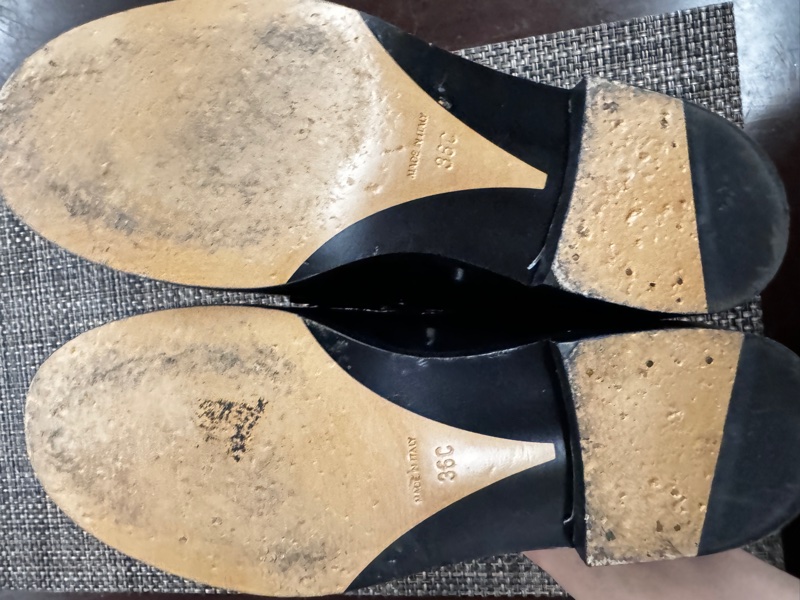 CHANEL LOAFER 樂福鞋 漆皮黑色皮 金色字扣 鞋跟處雙C 美-6