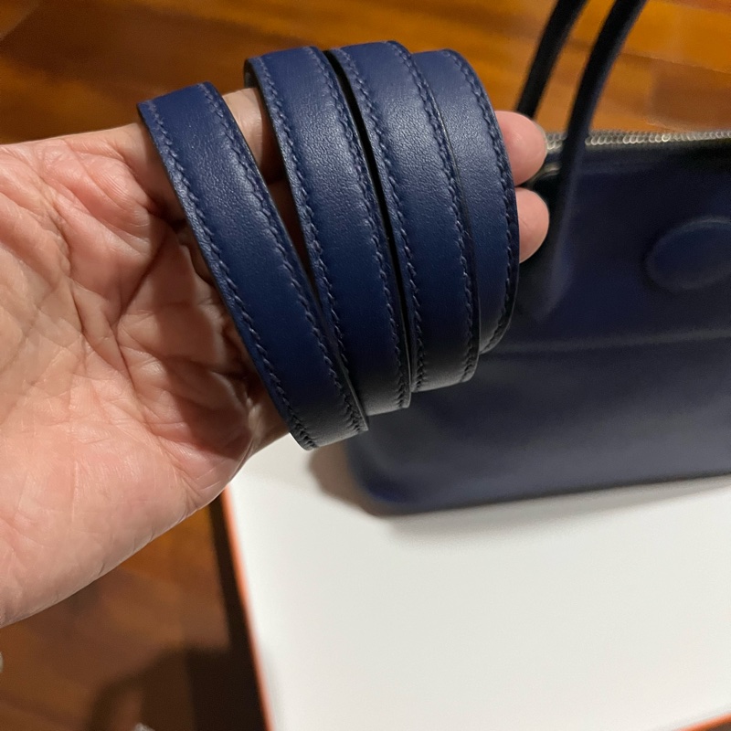 愛馬仕藍色 銀扣Bolide柏莉包專櫃真品-10