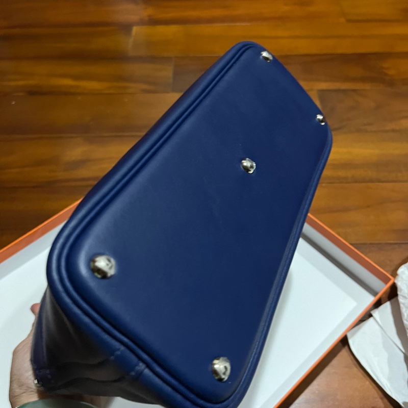 愛馬仕藍色 銀扣Bolide柏莉包專櫃真品-20