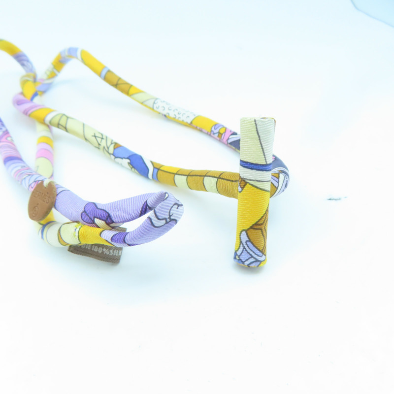 HERMES 【激減優惠】絲質Necklace項鍊橙色/粉紅色/紫色/啡色#40cm-4
