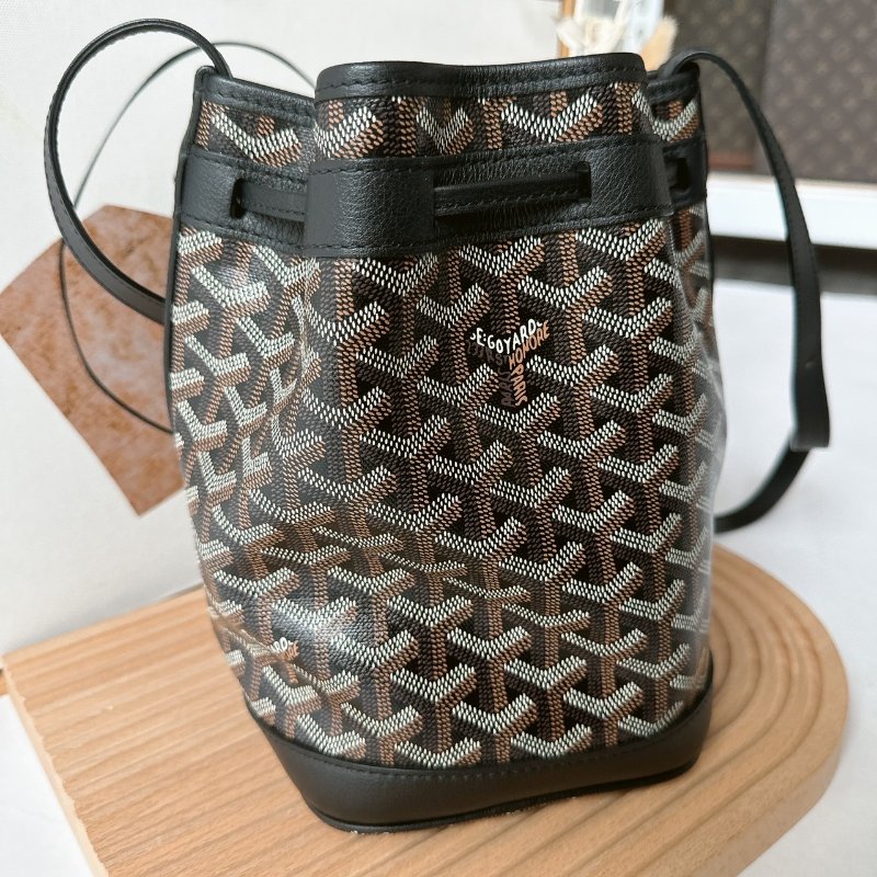 GOYARD PEFLOT 經典款塗料帆布束繩水桶包/斜背包 （限時優惠）-4