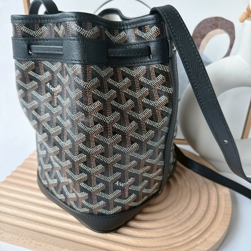 GOYARD PEFLOT 經典款塗料帆布束繩水桶包/斜背包 （限時優惠）-3