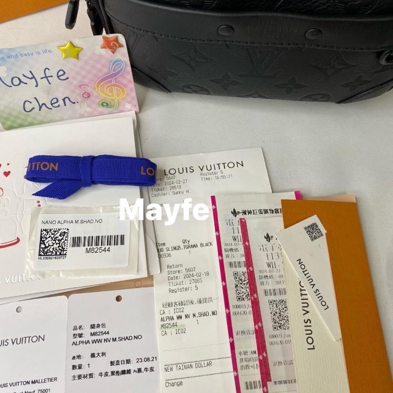 LV M82544 Alpha 黑花壓紋皮革斜揹包-4