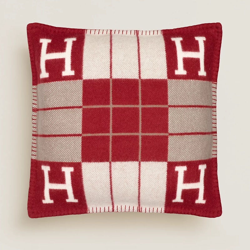 現貨商品 二手商品 愛馬仕專櫃正品 台灣購證 Hermes 經典H愛馬仕紅抱枕-3