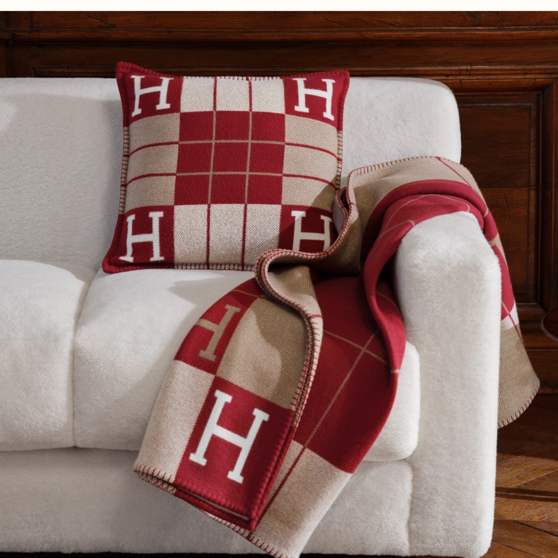 現貨商品 二手商品 愛馬仕專櫃正品 台灣購證 Hermes 經典H愛馬仕紅抱枕-5