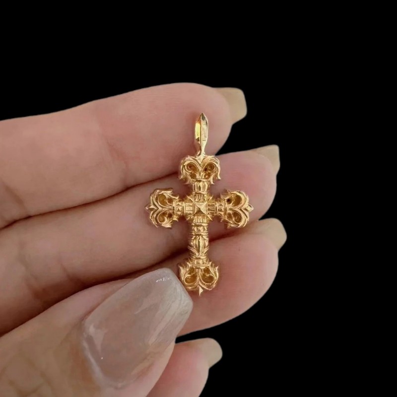 Chrome Hearts 克羅心 22K金 火焰🔥十字架吊墜-3