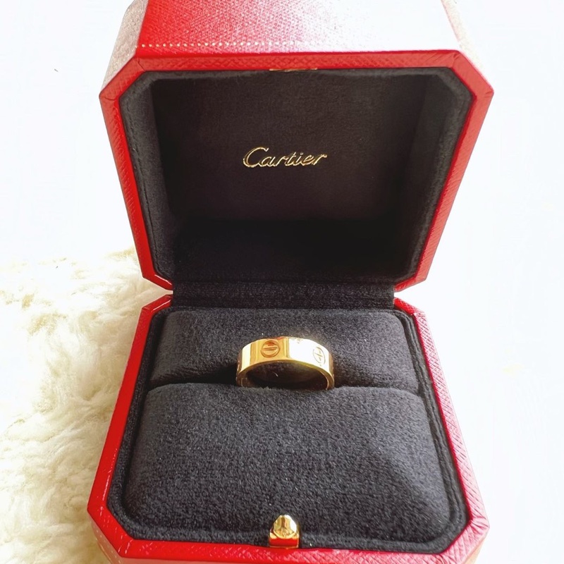 ［5.6折］Cartier love卡地亞 玫瑰金 寬版戒指 57號-0