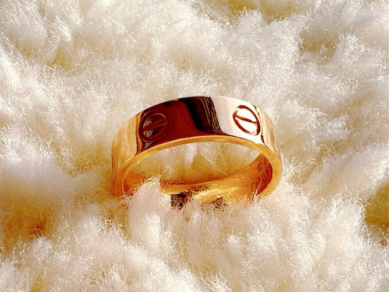 ［5.6折］Cartier love卡地亞 玫瑰金 寬版戒指 57號-2