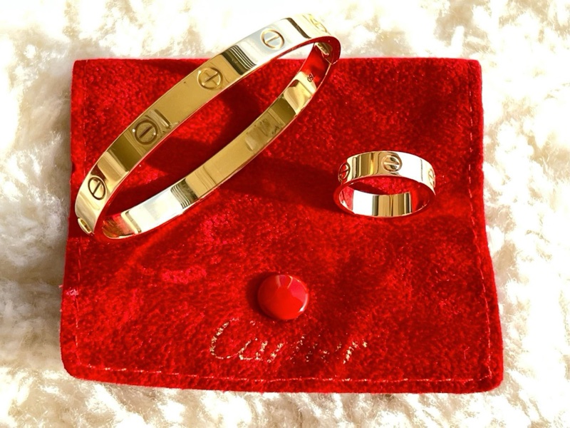 ［5.6折］Cartier love卡地亞 玫瑰金 寬版戒指 57號-4