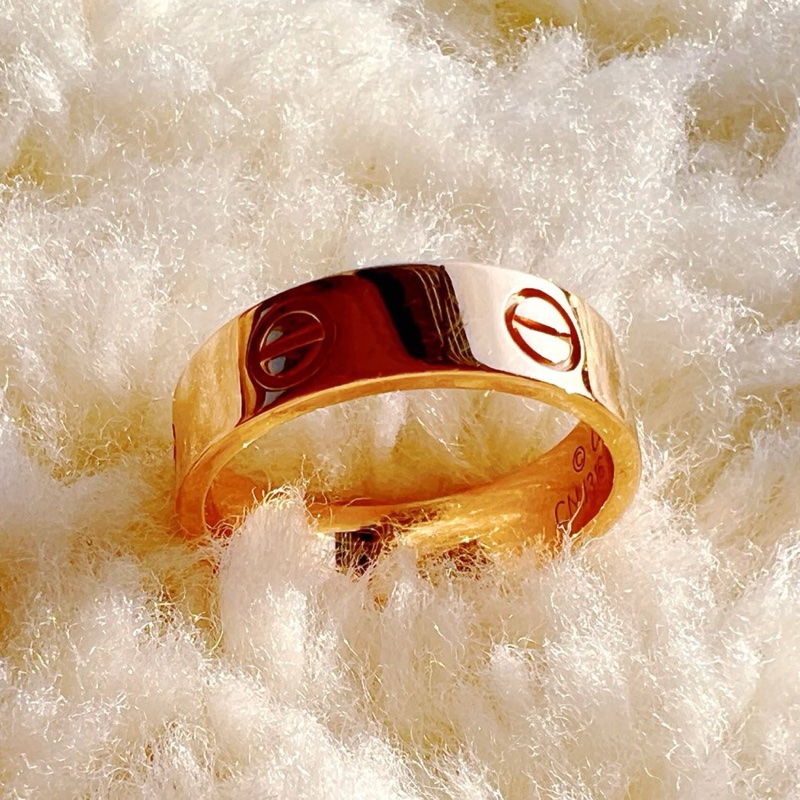 ［5.6折］Cartier love卡地亞 玫瑰金 寬版戒指 57號-6