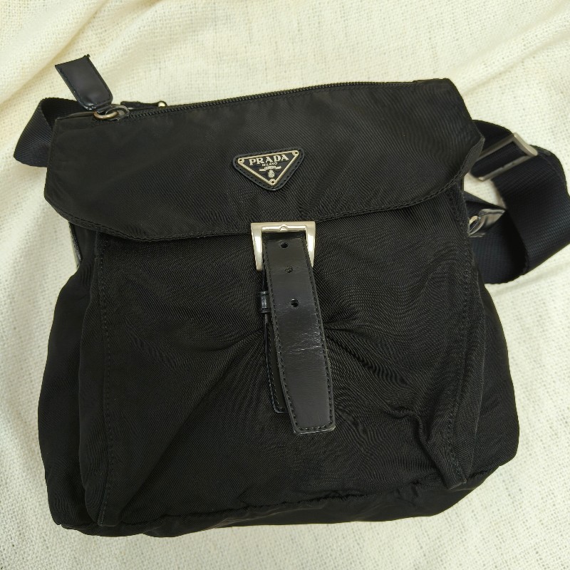 ㊣✨PRADA✨（附防塵袋）普拉達 黑色 掀蓋式 輕量 帆布 單釦 郵差包 相機包 肩背包 斜背包 /二手包/二手精品/保證正品🌳二手樹屋🌳-2