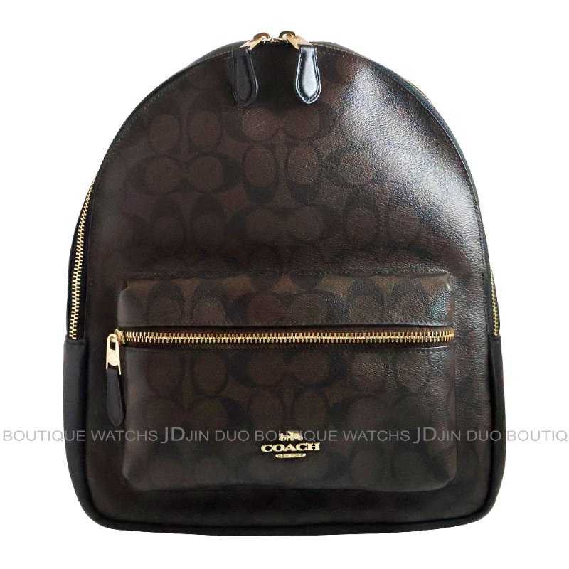 金鐸精品~2354 COACH F32200 C-LOGO咖啡色中號雙肩帶 後背包 全新品-0
