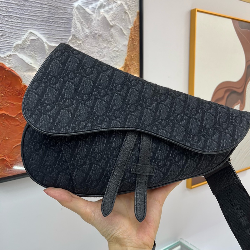 Dior Oblique黑色帆布老花馬鞍包 心口包🖤-0