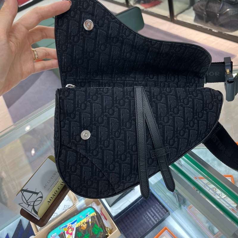 Dior Oblique黑色帆布老花馬鞍包 心口包🖤-8