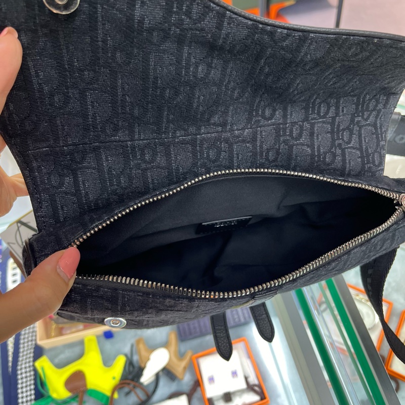 Dior Oblique黑色帆布老花馬鞍包 心口包🖤-9