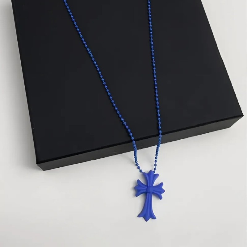 Chrome Hearts 克罗心 树脂十字架項鏈 (深蓝)-0