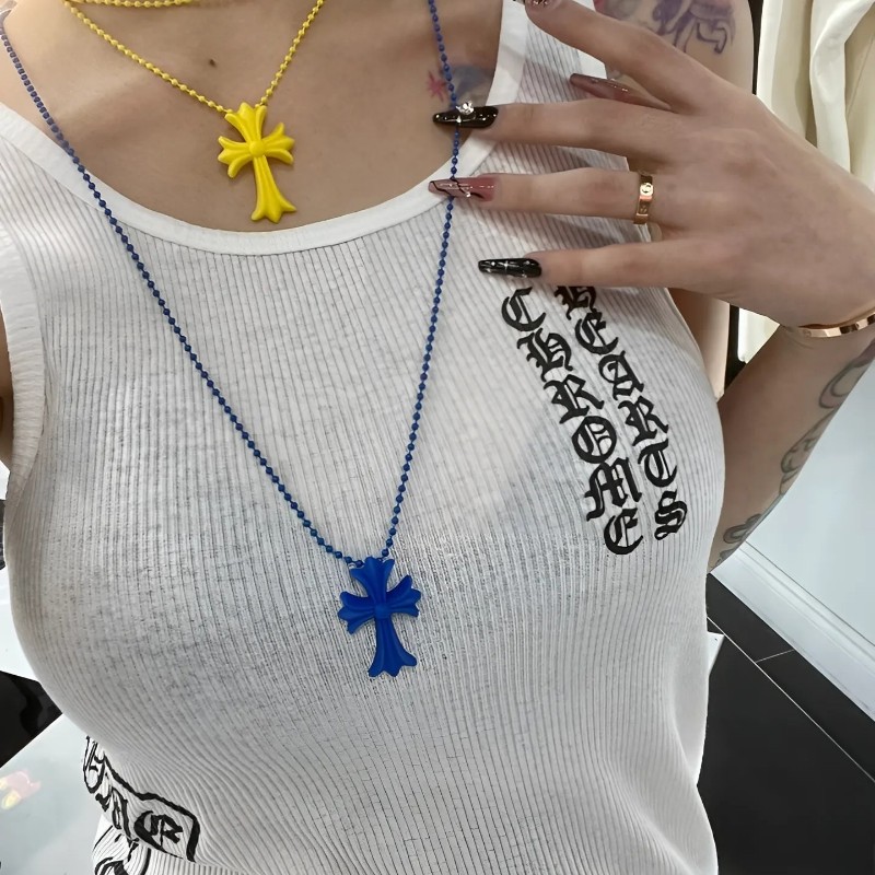 Chrome Hearts 克罗心 树脂十字架項鏈 (深蓝)-2