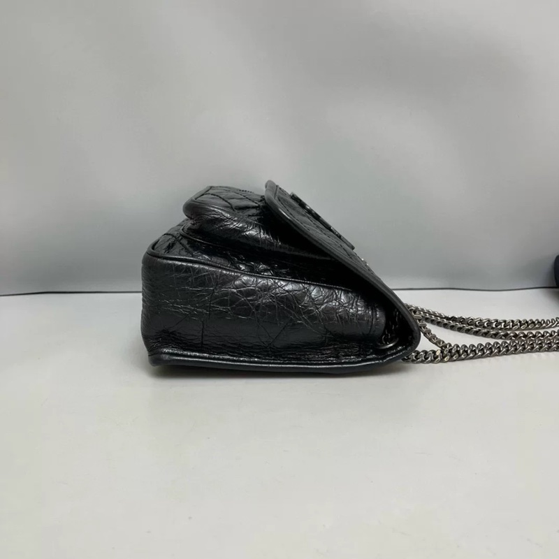 YSL Saint Laurent Niki小號黑色全皮銀鏈郵差包-3